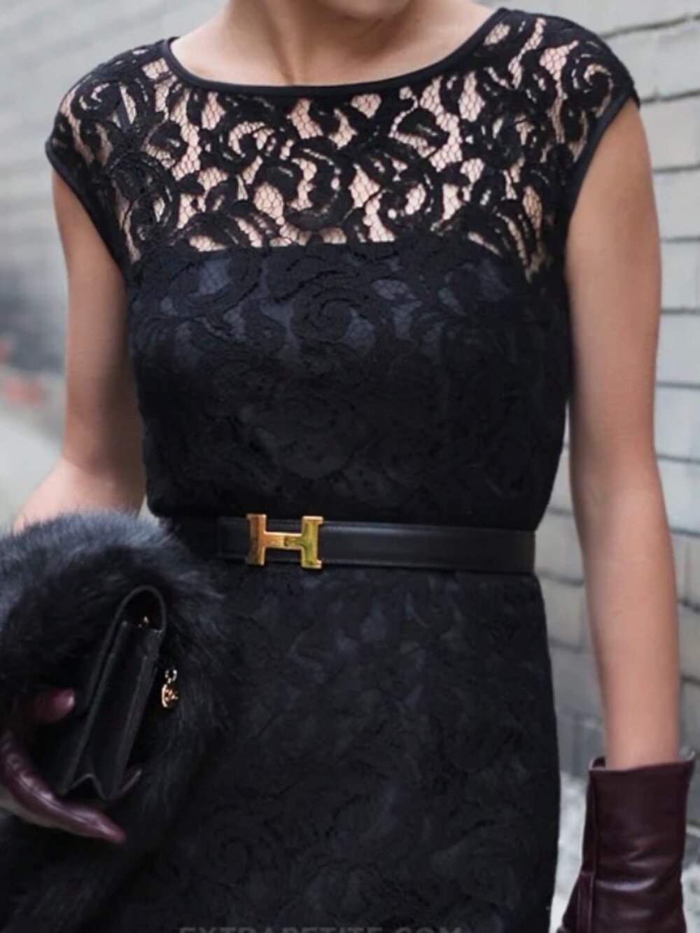 BR Monogram  Black Lace Sheath Dress